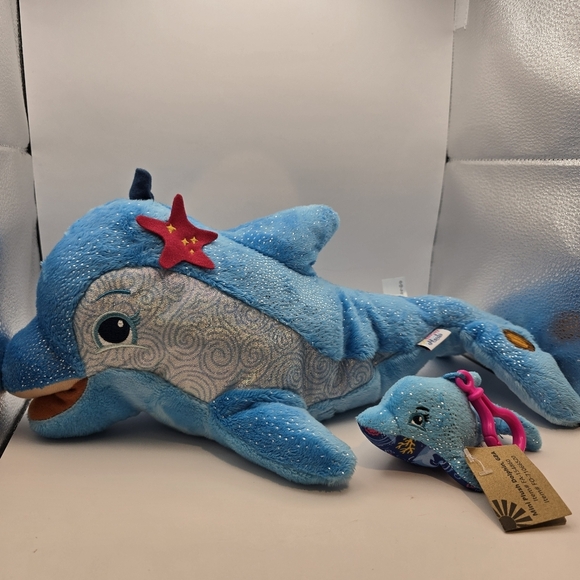 Girl Scout Cookie Rewards Coral The Dolphin 17" with Mini Plush Dangler 2023. - Picture 2 of 11
